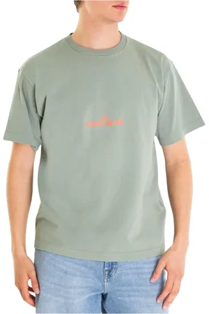 Stone Island Koszulki, Mężczyzna, Zielony, 2XL, Męski T-shirt z krótkim rękawem