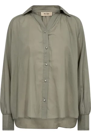 Mos Mosh Bluzki, Kobieta, Zielony, XS, Bawełna, Kobieca Koszula Voile z Rękawami Smock