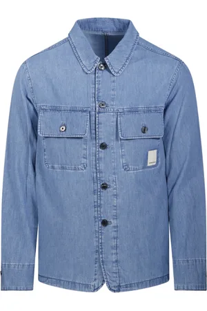 Emporio Armani Koszule, Mężczyzna, Niebieski, S, Denim, Jasnoniebieska Koszula Denimowa
