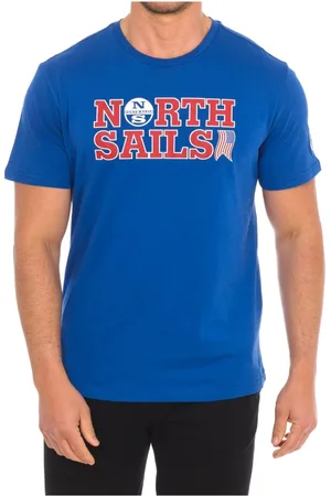 North Sails Koszulki, Mężczyzna, Niebieski, L, Bawełna, T-shirt z krótkim rękawem i nadrukiem marki