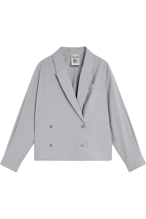SEMICOUTURE Kurtki, Kobieta, Szary, 2XS, Bawełniana bluza w stylu marynarki