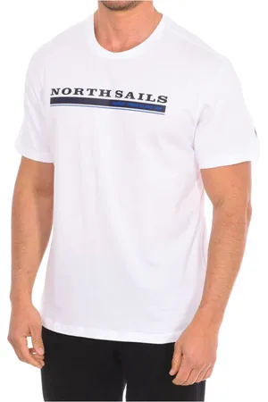 North Sails Koszulki, Mężczyzna, Biały, L, Bawełna, T-shirt z krótkim rękawem i ściągaczem