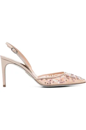 RENE CAOVILLA Buty, Kobieta, Różowy, 36 EU, Sandały na Szpilce z Ozdobami Rhinestone
