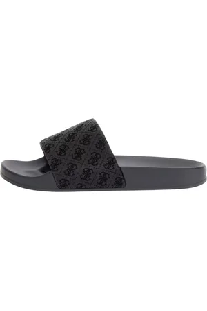 Guess Buty, Mężczyzna, Czarny, 46 EU, Bawełna, Tokyo Bawełniane Kapcie z Logo 4G