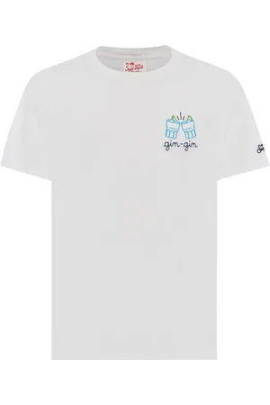 MC2 SAINT BARTH Koszulki, Mężczyzna, Biały, M, Abstrakcyjny T-shirt z logo haftem