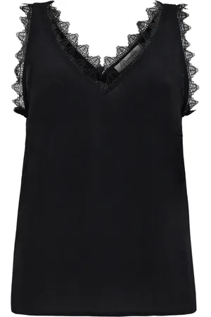 Co`Couture Koszulki, Kobieta, Czarny, XS, Czarna Koronkowa Bluzka