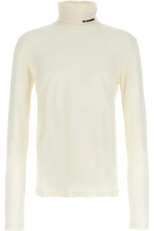 Jil Sander Swetry, Mężczyzna, Beżowy, M, Biała Sweter z Golfem Stylowy Wygodny Warstwowy