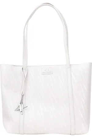 Armani Exchange Torebki, Kobieta, Biały, ONE SIZE, Biała torba Shopper z monogramem logo
