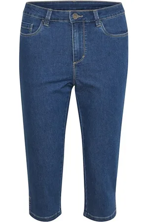 Kaffe Jeansy, Kobieta, Niebieski, XS, Niebieskie Wyprane Dżinsowe Capri Jeansyy