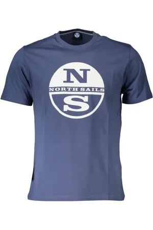 North Sails Koszulki, Mężczyzna, Niebieski, L, Niebieski Bawełniany T-shirt Męski z Wyrazistym Nadrukiem