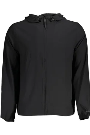 Calvin Klein Kurtki, Mężczyzna, Czarny, L, Poliester, Sportowa kurtka z kapturem z oddychającej tkaniny