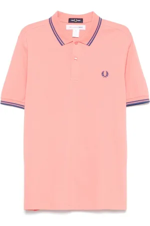 Comme des Garçons Koszulki, Mężczyzna, Czerwony, L, Koralowy Polo Shirt Slogan Print