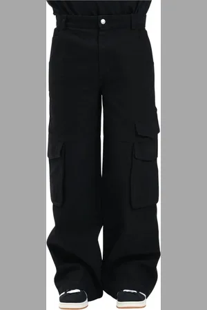 GCDS Jeansy, Mężczyzna, Czarny, L, Czarne Jeansyy Cargo Styl Miejski