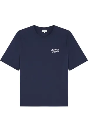 Maison Kitsuné Koszulki, Kobieta, Niebieski, S, Niebieskie T-shirty i Pola z Żebrowanymi Profilami