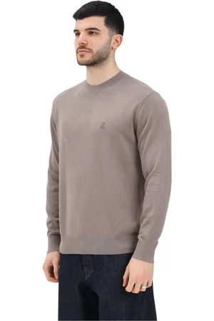 Armani Exchange Swetry, Mężczyzna, Beżowy, M, Brązowy Sweter z okrągłym dekoltem