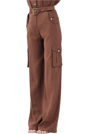VERSACE Spodnie, Kobieta, brązowy, XS, Eleganckie Brązowe Spodnie Cargo Wiosna/Lato