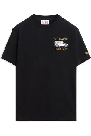MC2 SAINT BARTH Koszulki, Mężczyzna, Czarny, M, T-shirt z samochodem i haftami