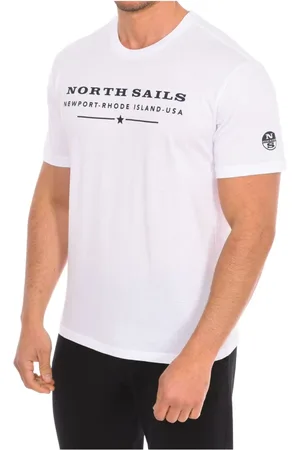 North Sails Koszulki, Mężczyzna, Biały, M, Bawełna, T-shirt z krótkim rękawem i ściągaczem na szyi