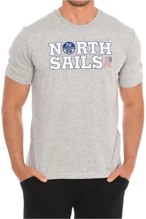 North Sails Koszulki, Mężczyzna, Szary, L, Bawełna, T-shirt z krótkim rękawem i ściągaczem