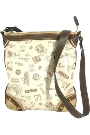 Loewe Pre-owned, Kobieta, Beżowy, ONE SIZE, Pre-owned Canvas shoulder-bags