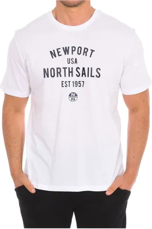North Sails Koszulki, Mężczyzna, Biały, M, Bawełna, T-shirt z krótkim rękawem i ściągaczem
