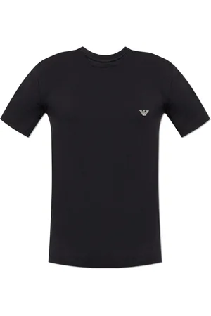 Emporio Armani Koszulki, Mężczyzna, Czarny, M, T-shirt bieliźniany z wyszytym logo