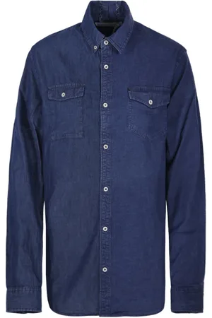 E.L.V. Denim Koszule, Kobieta, Niebieski, M, Denim, Ciemnoniebieska Klasyczna Koszula Denim