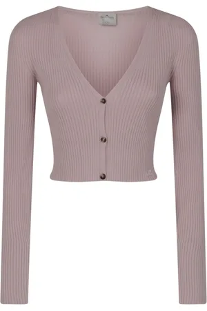 Courrèges Swetry, Kobieta, Różowy, M, Sweter Solar Light Rib Cardigan