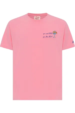 MC2 SAINT BARTH Koszulki, Mężczyzna, Różowy, M, Abstrakcyjne Logo Haftowane T-shirt