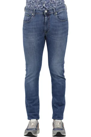Incotex Jeansy, Mężczyzna, Niebieski, W34, Denim, Dżinsy z pięcioma kieszeniami z denimu elastycznego