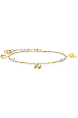 Thomas Sabo Akcesoria, Kobieta, Żółty, ONE SIZE, Bransoletka Damska Muszle i Białe Kamienie W Kolorze Złota A2060-414-14-L19V