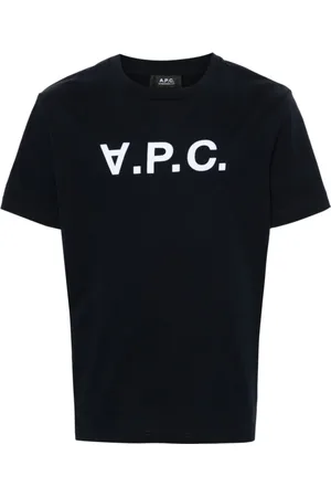A.P.C. Koszulki, Mężczyzna, Niebieski, S, Granatowy T-shirt z logo