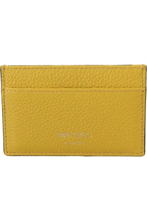 Jimmy Choo Akcesoria, Kobieta, Żółty, ONE SIZE, Skóra, Żółty skórzany portfel na karty
