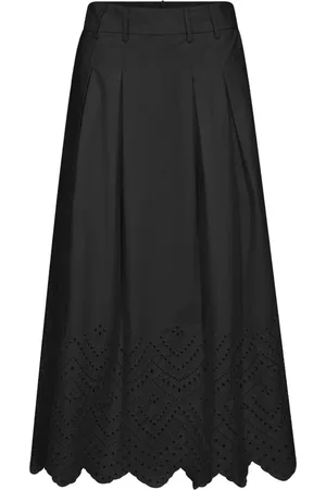 Co`Couture Spódnice, Kobieta, Czarny, L, Czarna Spódnica Anglaise z Pętlami na Pasek