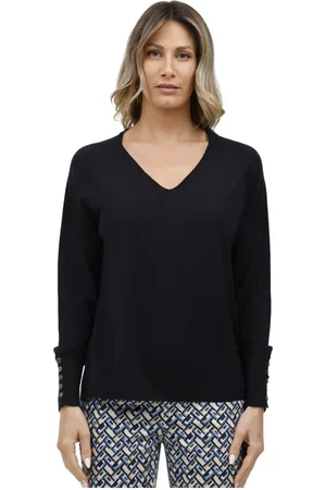 ALPHA STUDIO Swetry, Kobieta, Niebieski, M, Długi rękaw V-neck top