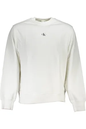 Calvin Klein Bluzy, Mężczyzna, Biały, L, Biała Bluza z Nadrukiem i Długim Rękawem