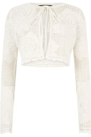 Roberto Cavalli Swetry, Kobieta, Beżowy, M, Kardigan z wzorem róż