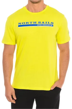 North Sails Koszulki, Mężczyzna, Żółty, XL, Bawełna, T-shirt z krótkim rękawem i ściągaczem