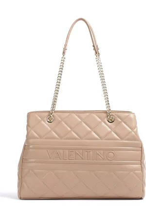 Valentino by Mario Valentino Torebki, Kobieta, Beżowy, ONE SIZE, Len, Beżowa Pikowana Torebka z Zamknięciem na Zamek Błyskawiczny