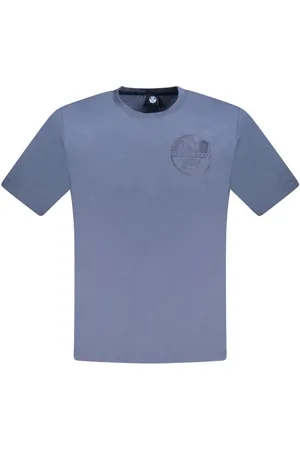 North Sails Koszulki, Mężczyzna, Niebieski, L, Niebieski T-shirt z bawełny z dekoltem typu Crew