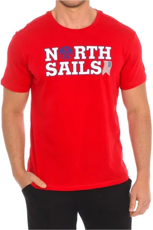 North Sails Koszulki, Mężczyzna, Czerwony, XL, Bawełna, T-shirt z krótkim rękawem i ściągaczem