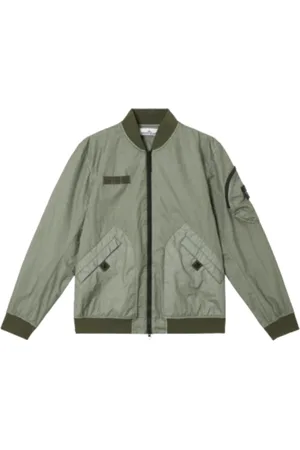 Stone Island Kurtki, Mężczyzna, Zielony, L, Kurtka Bomber z zamkiem