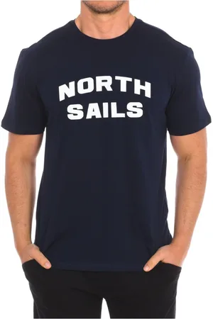 North Sails Koszulki, Mężczyzna, Niebieski, M, Bawełna, T-shirt z krótkim rękawem i ściągaczem