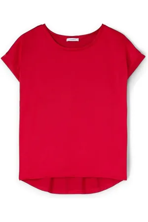 Motivi Koszulki, Kobieta, Czerwony, L, Poliester, T-shirt zrobiony z dwóch różnych materiałów