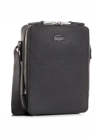 Lacoste Torebki, Mężczyzna, Czarny, ONE SIZE, Skóra, Włoska skórzana torba Chantaco z zamkiem błyskawicznym
