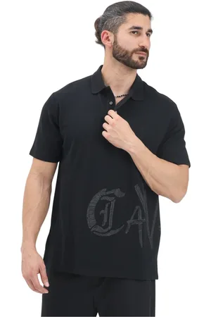 Roberto Cavalli Koszulki, Mężczyzna, Czarny, XL, Czarna Koszulka Polo Nowoczesny Styl