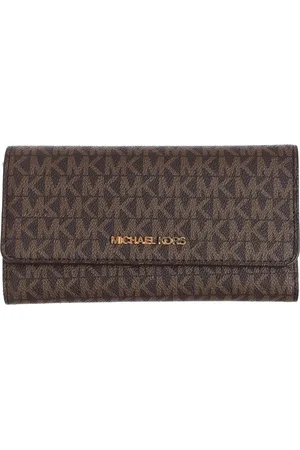 Michael Kors Akcesoria, Kobieta, brązowy, ONE SIZE, Skóra, Portfel Skórzany z Kieszenią na Zamek