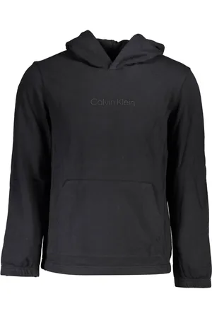 Calvin Klein Bluzy, Mężczyzna, Czarny, XL, Czarna bluza z kapturem i kieszenią