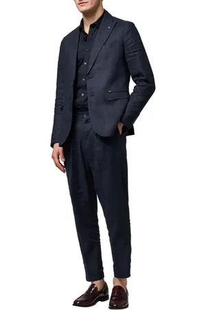 GIANNI LUPO Garnitury, Mężczyzna, Niebieski, M, Elegancka lniana marynarka dla mężczyzn