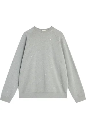 SEMICOUTURE Bluzy, Kobieta, Szary, S, Bluza z haftem na rękawach raglanowych